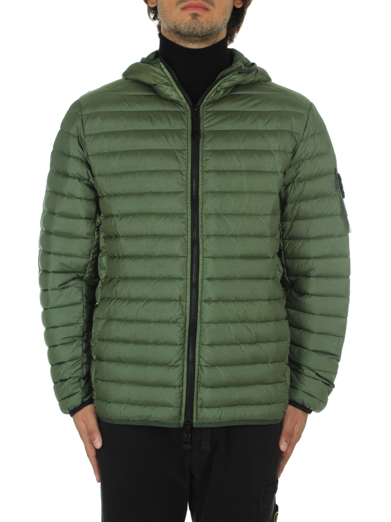 Stone island Loom factory Woven Hooded Down Puffer Jacket size medium M mens green worn