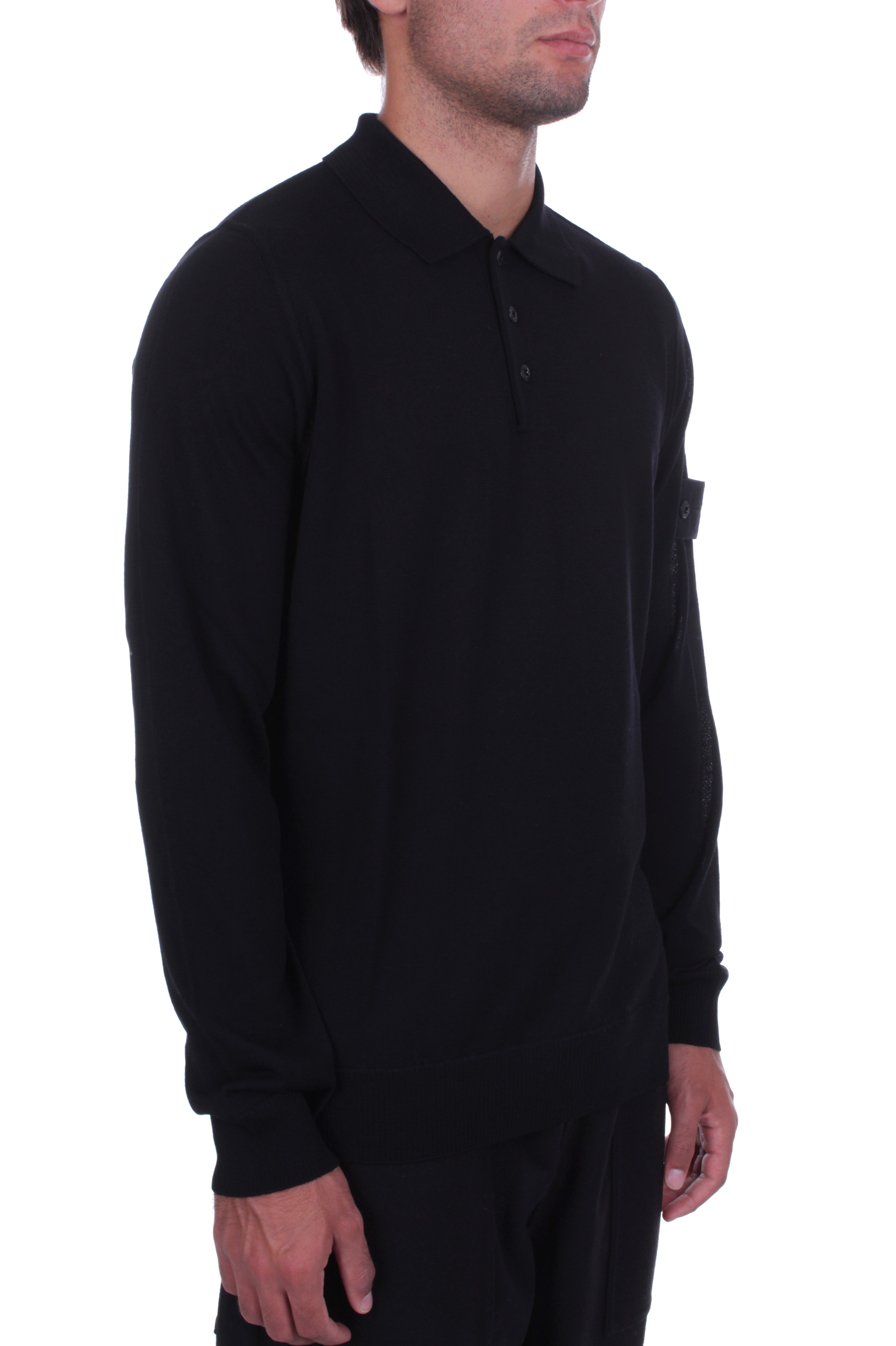 STONE ISLAND LONG SLEEVE POLO BLACK V0029 Michi D Amato